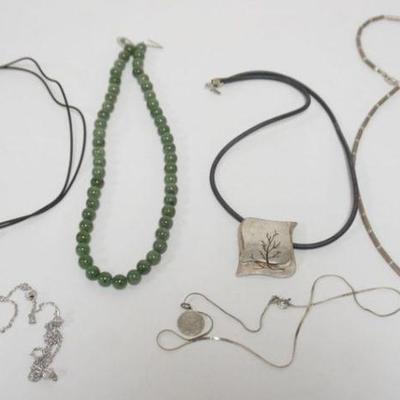 1105	6 ASSORTED LADIES NECKLACES, MOST MARKED SILVER/STERLING

