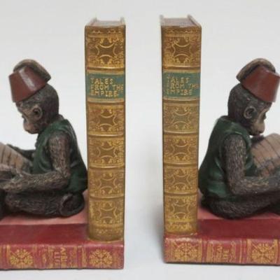 1176	SCHOLARY MONKEY COMPOSITE BOOKENDS, MONKEY READING A BOOK, EACH APPROXIMATELY 5 IN X 7 IN X9 IN H
