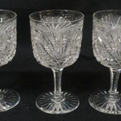 1139	AMERICAN BRILLIANT CUT GLASS GOBLETS, 5 MATCHING, APPROXIMATELY 3 3/4 IN X 6 IN
