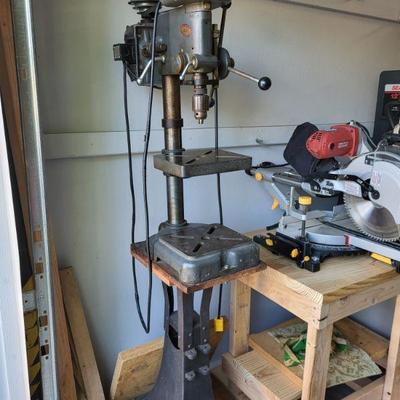 Power king drill press on stand with wheels
