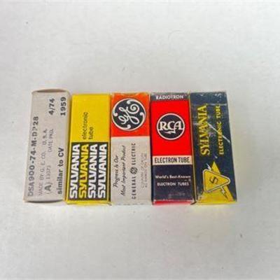 Lot of Five Vacuum Tubes from Sylvania, GE, and RCA