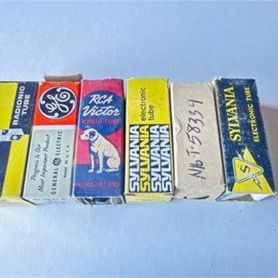 Lot of Six Vacuum Tubes by Zenith, General Electric, RCA Victor, and Sylvania