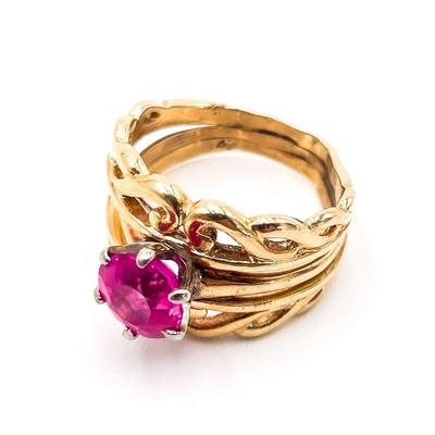 14K Gold Rubellite Ring Size 5.5