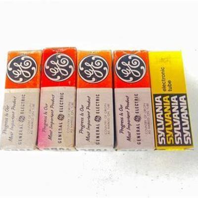 Lot of 5 GE and Sylvania 50C5 Electron Tubes in Original Packaging