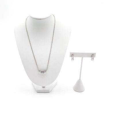 Sterling Silver Necklace and Earring Set with CZ Stones