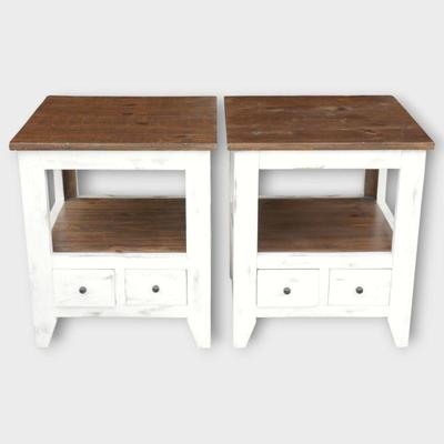 Pair of Rustic Farmhouse Style Side Tables