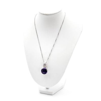 Sterling Silver Necklace with Amethyst Pendant