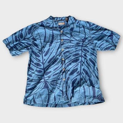 Kahala 1936 Blue Patterned Cotton Button-Up Shirt Size XL
