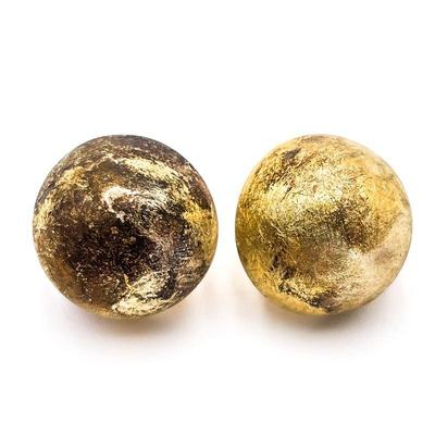 Pair of 925 Gold-Toned Spherical Earrings