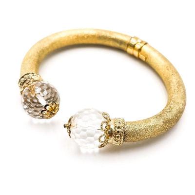 Gold-Tone Bracelet with Crystal End Caps