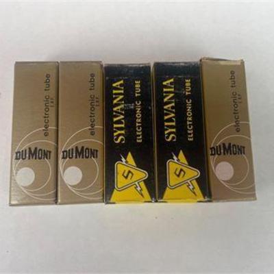 Lot of Five DuMont and Sylvania 50EH5 Electron Tubes in Original Boxes