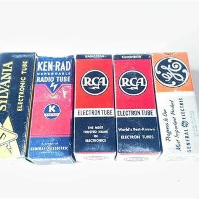 Set of Five Assorted Vintage Electron Tubes in Original Packaging