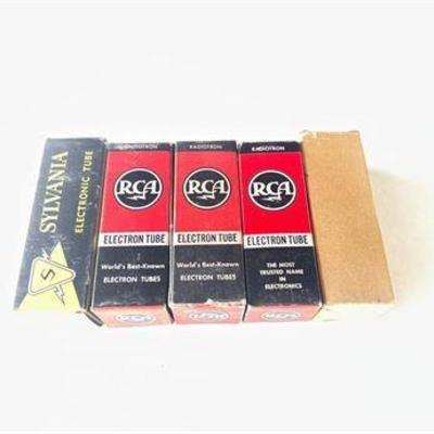 Lot of Five Vacuum Tubes by RCA, Sylvania, and JAN-CRP