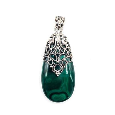 Malachite Pendant with 925 Sterling Silver Setting