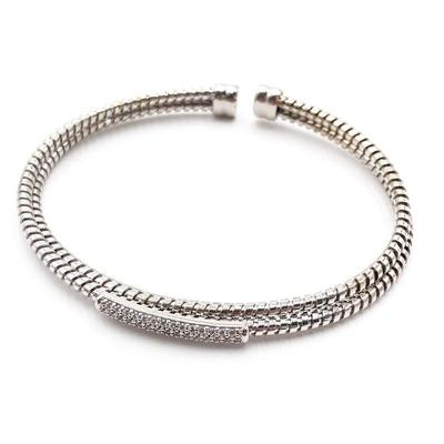 Sterling Silver and CZ Hinged Cuff Bracelet