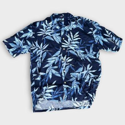 Nautica Blue Leaf Print Shirt, XXL
