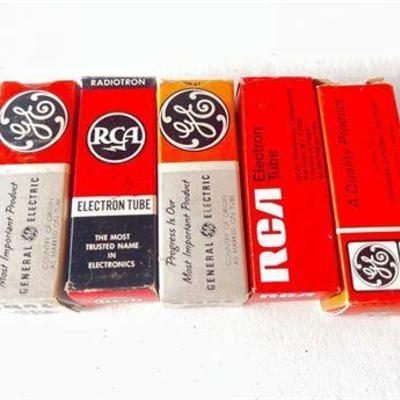 Lot of Five Vacuum Tubes in Original General Electric and RCA Packaging