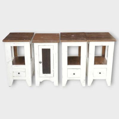 Lot of 4 Rustic Farmhouse Style Side Tables