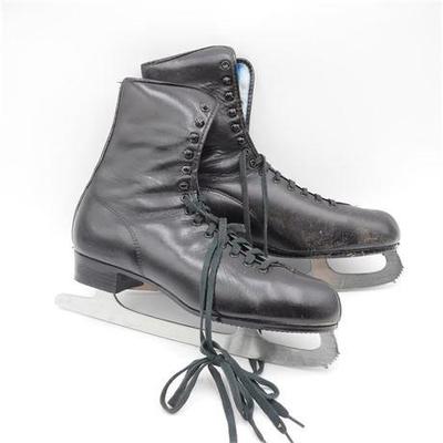 Vintage Imperial Black Leather Ice Skates Size 10