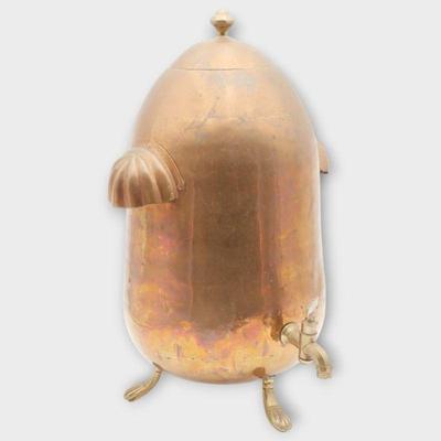 Art Deco Copper Drink Dispenser w/ Handles and Feet