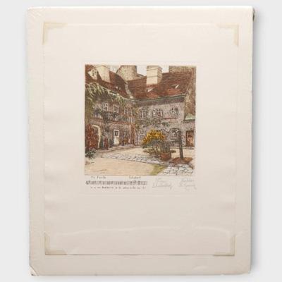 Herta Czoernig Etching of Franz Schubert’s Home, Signed