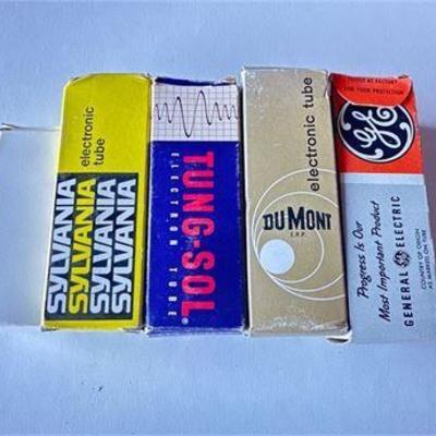 Set of Four Boxed Electron Tubes by Various Manufacturers