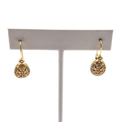 Gold-Tone Dangle Earrings with Circle Motif