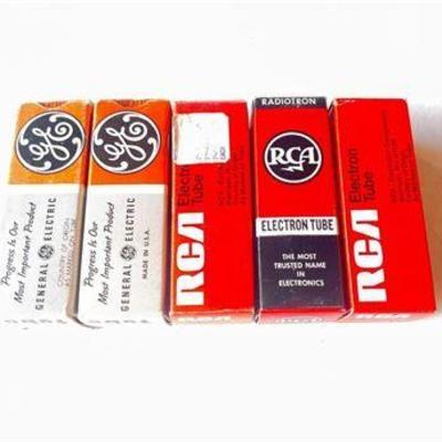 Lot of Five General Electric and RCA Electron Tubes in Original Packaging
