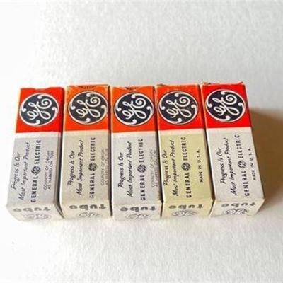 Set of Five General Electric Electron Tubes in Original Packaging