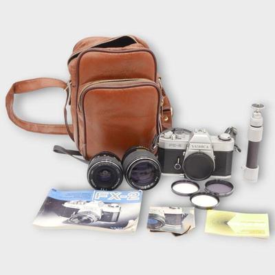 Yashica FX-2 Kit w/ Lenses, Flash, Tripod & Accessories