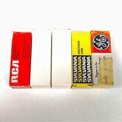Lot of Five Electron Tubes by RCA, Sylvania, and GE