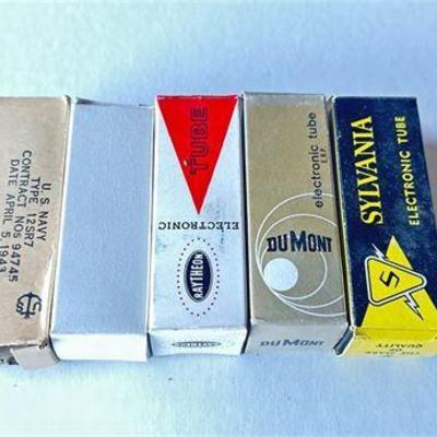 Lot of Five Vintage Electronic Vacuum Tubes in Original Packaging