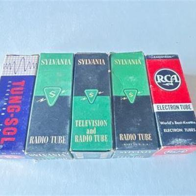 Collection of Tung-Sol, RCA, and Sylvania Electron Tubes in Original Boxes