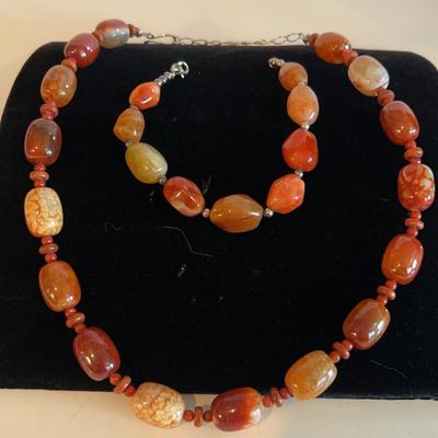 Jay King Carnelian Necklace And Bracelet 