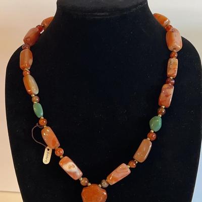 Vintage Agate And Carnelian Necklace 