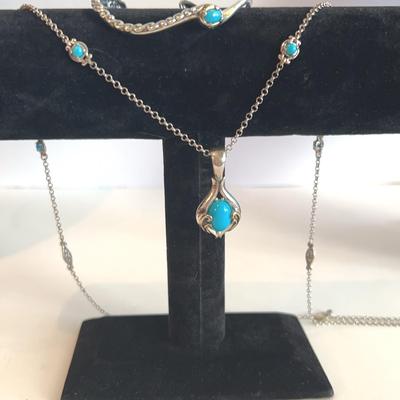 Vintage Carolyn Pollack Silver And Turquoise Set