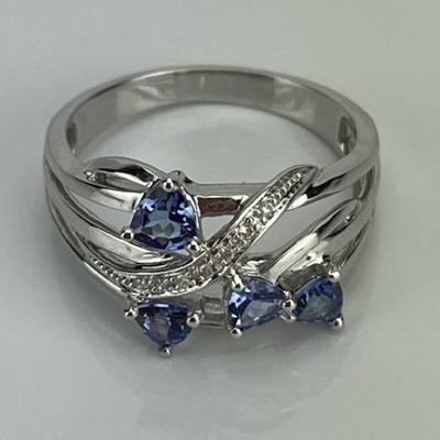 A 14k White Gold Trillion-Cut Tanzanite Ring