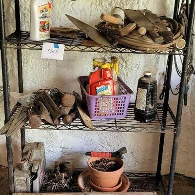 Shelving Unit With Various Tools And More