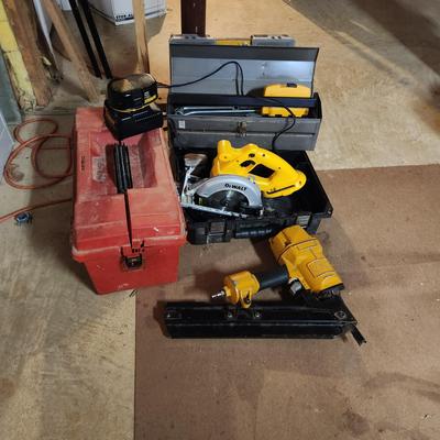 Dewalt Circular Saw, Nail Gun And Toolboxes