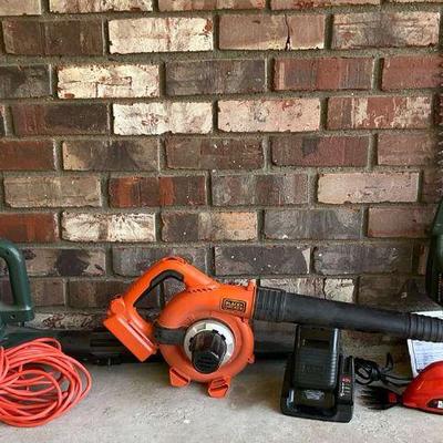 Electric hedge trimmers lawn edger, and leaf blower
