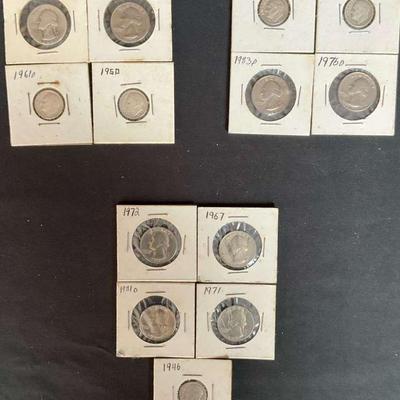 1950s 1970s u.s. quarter set in holders