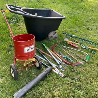Garden tools and wheelbarrow set