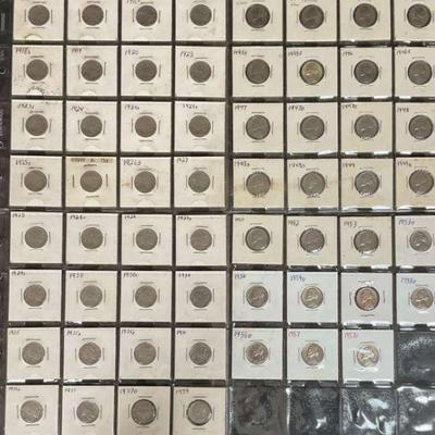 1930s 1940s u.s. quarter collection in cardboard holders