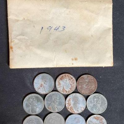 Buffalo nickel group with envelope