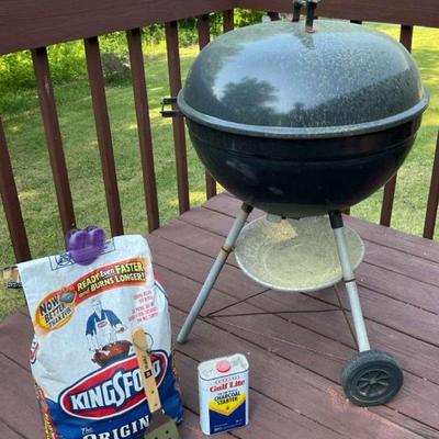 Charcoal grill with accessories and starter supplies