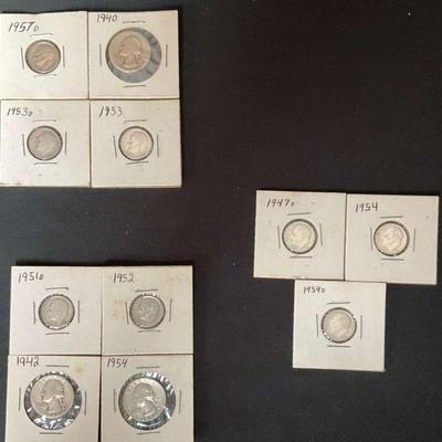 Group of vintage u s. coins – labeled by year