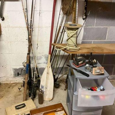 Fishing rods tackle, and rolling cart