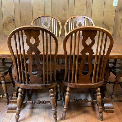 Wood dining table with 6 chairs