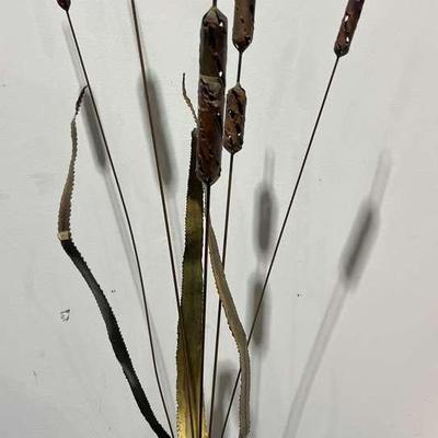 Vntg Mid-Century Hand Crafted Brutalist Cattail Sculpture 