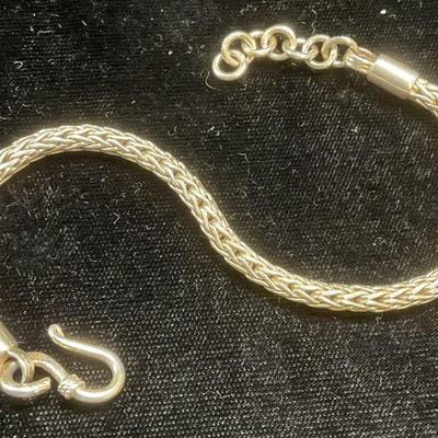Vtg Sterling Silver Wheat Chain Bracelet
